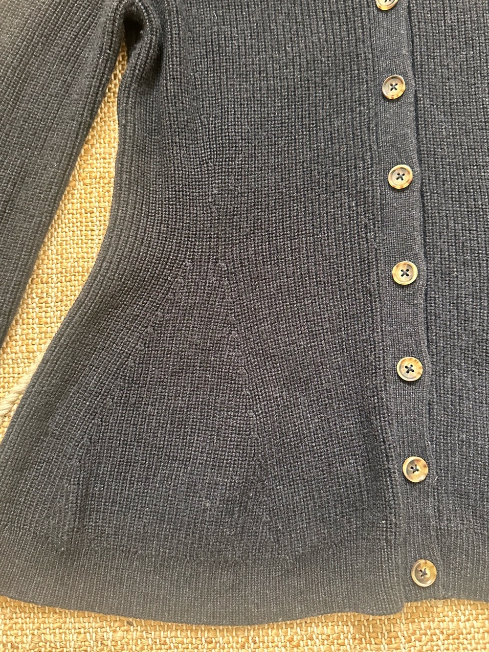 La Ligne Ribbed Flare Cardigan Sweater Peplum Navy Blue Medium - Picture 3 of 9